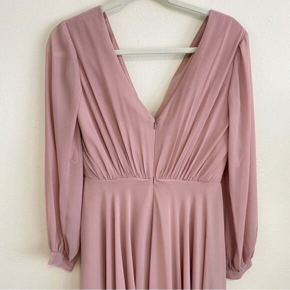 Revelry Juliet Long Sleeve Chiffon Maxi Dress Bridesmaid Blush Pink Size 8 - Picture 6 of 8